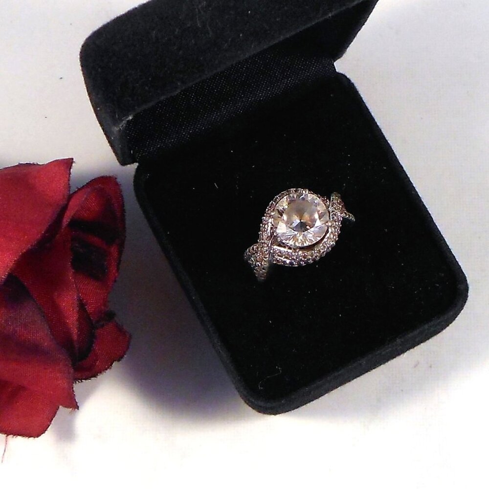 Designer Vanna K Sterling Silver Clear CZ Ring Size 7 Engagement, Wedding